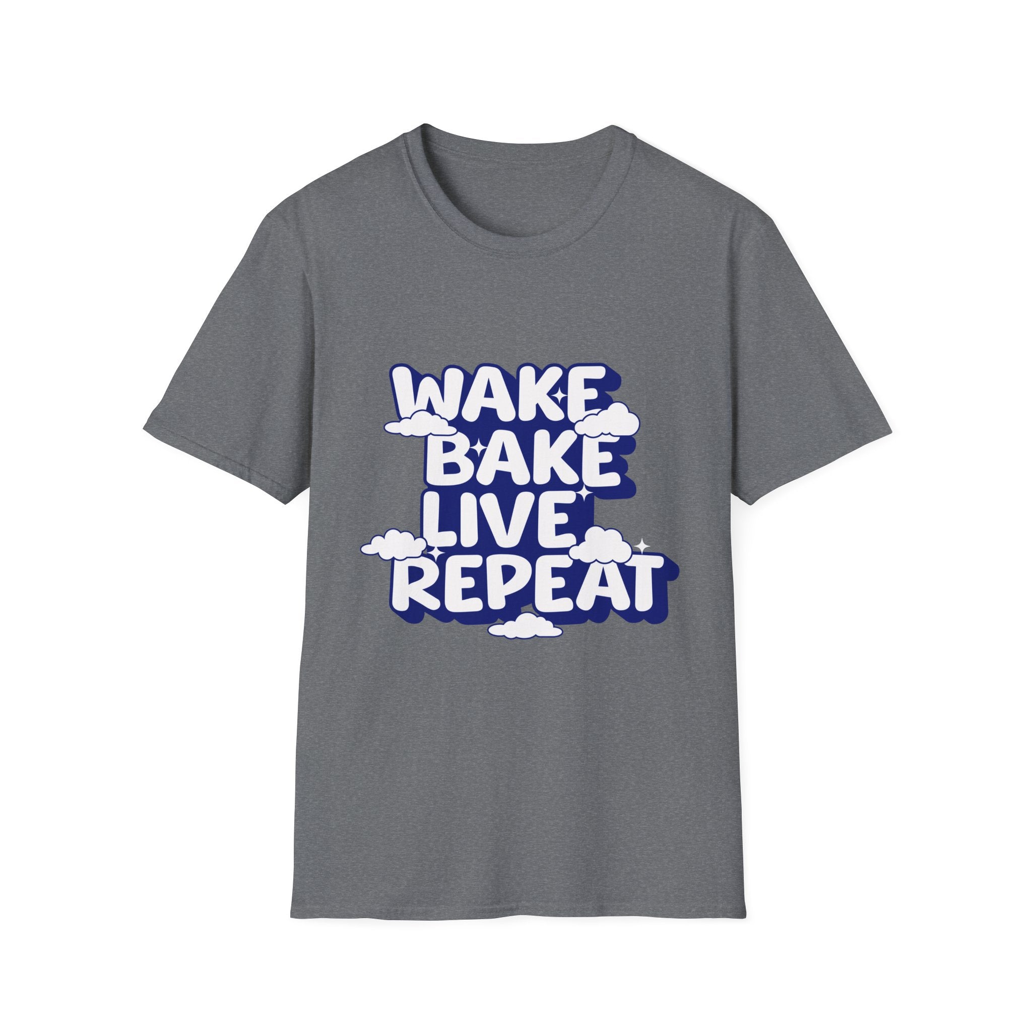 Wake Bake Live Repeat - Unisex T-Shirt (Front) - Damned Threads